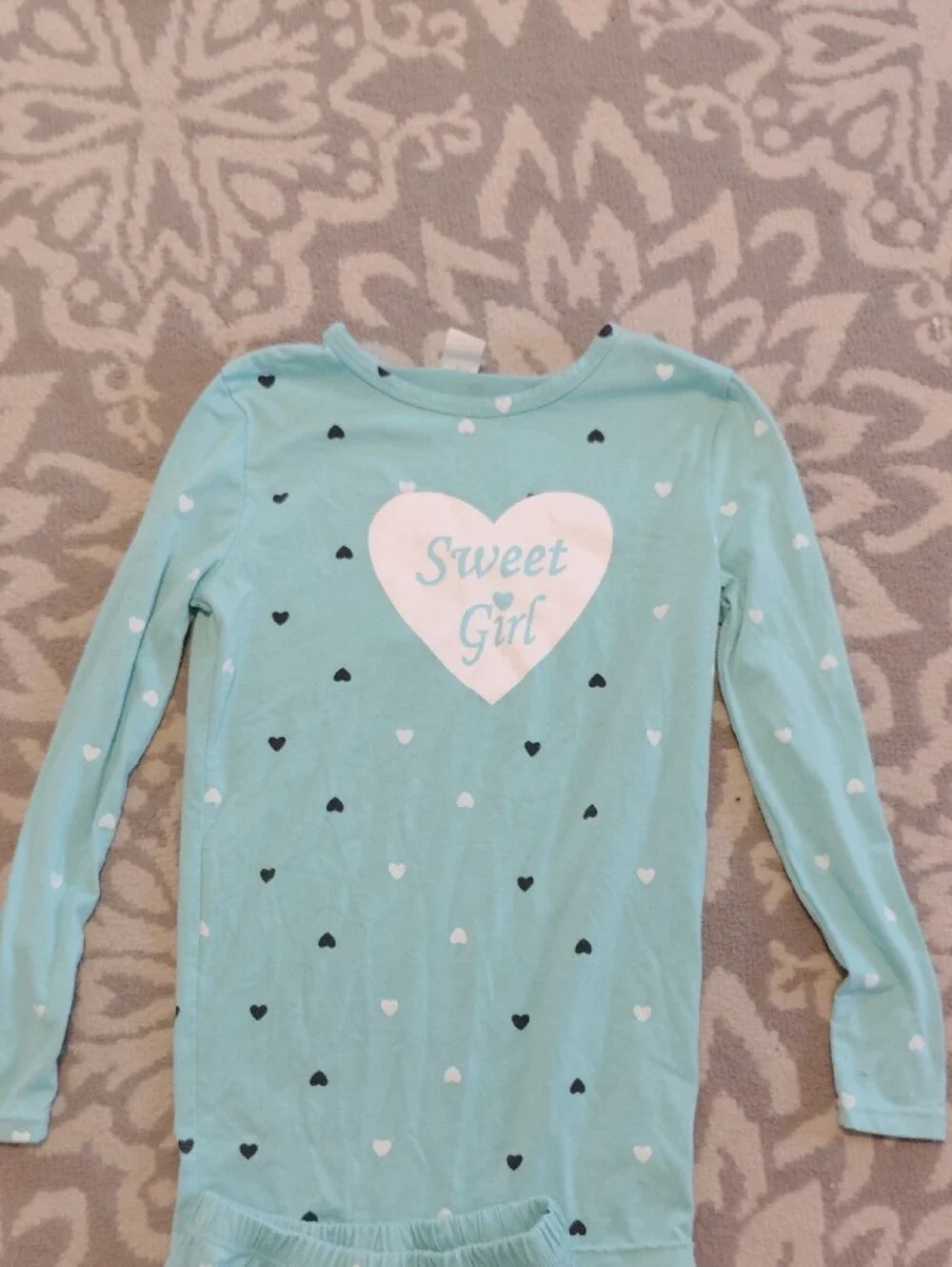 Girls' Sweet Girl Heart Pajama Set - Mint